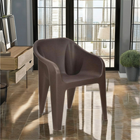 Chaise en plastique marron moderne et minimaliste, robuste, sans BPA, recyclable, capacité de charge de 120 kg, dossier solide inclinable, intérieur/extérieur