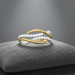 แหวนลายคลื่นอินฟินิตี้เกลียวเก๋ไก๋ สองสีทอง ดีไซน์ทันสมัย เหมาะสำหรับงานแต่งงานและวันครบรอบ - Product Image 4