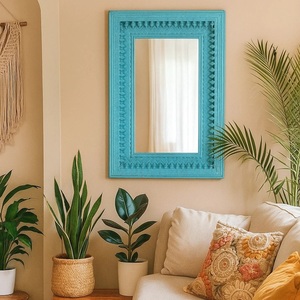 Premium Decorative Wall <b>Mirror</b> for Entryway Rich Turquoise Finish with Handcrafted Heritage Inspired Beauty - Product Image 1