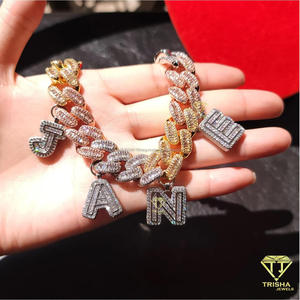 Luxury Custom <b>Name</b> Letter Necklace Iced Out Moissanite Diamond Cuban Link <b>Chain</b> Fashion Hip Hop Jewelry - Product Image 6