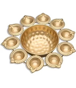 Elegant Design Metal Urli Bowl Floating Diya Water Flower Urli for <b>Temple</b> Pooja Festive Decor - Product Image 5