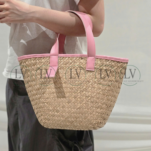 Sacs de plage d'été en jonc de mer tressé à la main 2026 – Sac fourre-tout « Summer Vibes » avec poignées en cuir pour femmes, du Vietnam - Product Image 3