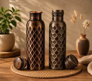 Bouteille d'eau de luxe en cuivre pur, écologique, avec design classique martelé, portable pour les voyages - Product Image 4
