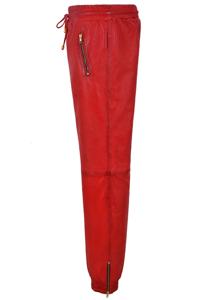 Pantalones Jogger Rojos de Piel Sintética con Cintura Alta y Bolsillos con Cremallera, Ajuste Ceñido, Efecto Levanta Glúteos, Largos y Casuales - Product Image 2