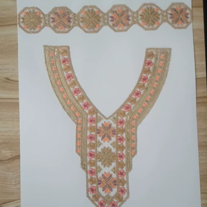Fashionable Hand-Embroidered Neck Designs for <b>Tops</b> and Dresses – Intricate Floral and Abstract Patterns, Custom Orders Available - Product Image 1