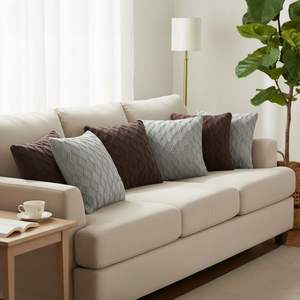 SOGA 6-Piece <b>Cushion</b> <b>Fabric</b> Set 45cm Deep Chocolate Brown and Light Gray Diamond Knit Pillow Covers - Product Image 2