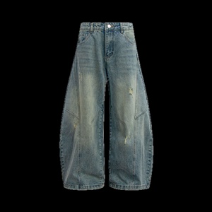 กางเกงยีนส์แฟชั่นทรงดินสอสำหรับผู้ชาย สไตล์วินเทจ ล้างสีแบบ Monkey Wash พร้อมป้ายหนัง ทรงเข้ารูปแบบลำลอง - Product Image 4