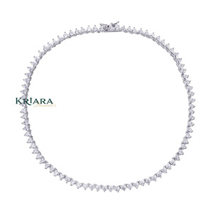 Men's S925 <b>Silver</b> Rhodium Plated Moissanite Tennis Necklace Triangle Cut Prong Setting Luxury Wedding Jewelry - Product Image 6