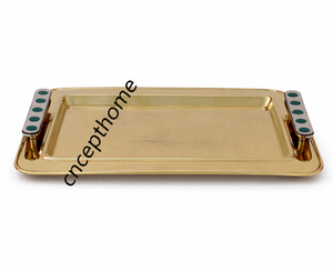 Plateau de service rectangulaire en aluminium plaqué or martelé pour la maison et les tables de mariage - Product Image 4