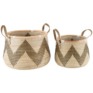 Set of 2 Seagrass <b>Baskets</b> with Wicker Rims Handmade <b>Storage</b> <b>Basket</b> Wholesale eco-friendly Made in Vietnam - Product Image 1