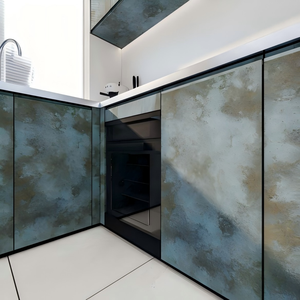 Meuble de cuisine moderne texturé en forme de L avec appareils électroménagers intégrés - Product Image 1