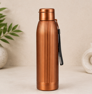 Copper <b>Thermos</b> <b>Bottle</b> With Handle Minimalist Design Portable Travel Use - Product Image 1