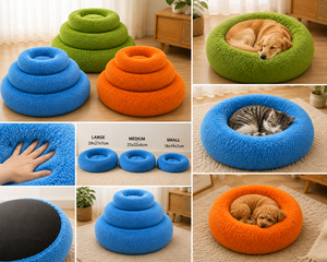 <b>Donut</b> Pet <b>Bed</b> Set 3 PCS OEM ODM Custom Logo Soft Plush Dog & <b>Cat</b> Sleeping <b>Beds</b> Direct Manufacturer - Product Image 5