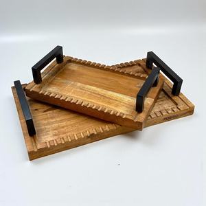 Plateau de service rond en bois d'acacia écologique, vente en gros pour les hôtels et les restaurants - Product Image 6