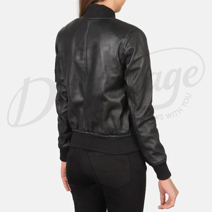 Women High Quality Vintage Black <b>Leather</b> Real Cow Skin <b>Leather</b> Motorcycle <b>Jacket</b> For Women Custom Women Black <b>Leather</b> <b>Jacket</b> - Product Image 5
