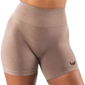 <b>Womens</b> Light Brown High Waist Seamless Gymwear <b>Shorts</b> Stretch <b>Compression</b> Workout Fitness Training Athletic Activewear Wear - Product Image 3