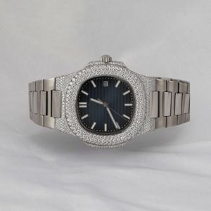 Reloj de Pulsera de Lujo con Correa de Plata y Diamantes, Esfera Redonda, Cuarzo Moissanita, Analógico, con Detalles de Diamantes, Superventas - Product Image 1