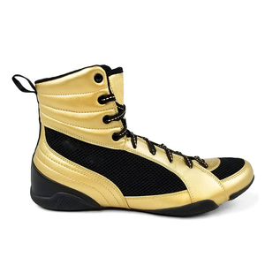 Zapatos de Boxeo de Caña Alta Negros y Rojos de Cuero con Cierre de Velcro Transpirables Unisex para Adultos Entrenamiento de Artes Marciales Personalizables - Product Image 5