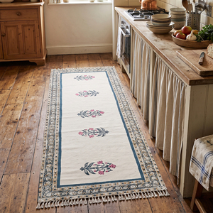 Cotton Handmade Block Printed <b>Rug</b> Eco-Friendly & Anti-Slip Bohemian Style <b>Washable</b> Floor <b>Rug</b> for Home Living Room Bedroom - Product Image 1
