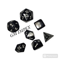Dés de jeu en corne de buffle faits à la main de haute qualité, dés de jeu en os de corne de buffle, lot de 7 avec taille et design précis, 10 faces
