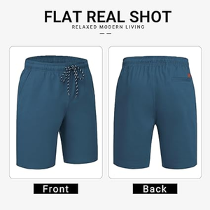 Shorts décontractés pour homme en coton, cordon de serrage, 9 pouces, style chino, taille élastique extensible, été, plage, golf - Product Image 4