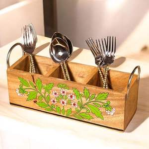 Soporte Multiusos para Utensilios con Asas de MDF Hechas a Mano, Apto para Lavavajillas y Horno, Diseño Art Deco, Duradero para Escritorio, Venta al Por Mayor - Product Image 1