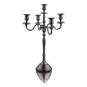 Los candelabros de Metal más exigentes, candelabro recubierto de polvo negro de 5 brazos para bodas, eventos, fiestas, accesorios de decoración, suministros - Product Image 2