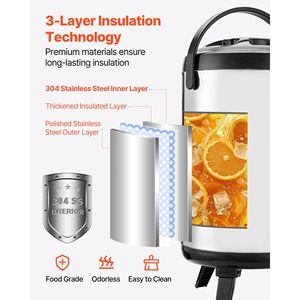Dispenser Termico Isolato in Acciaio Inossidabile da 7,6L (2 Galloni) con Rubinetto e Display Temperatura per Bevande Calde e Fredde per Feste - 12L - Product Image 4