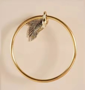 Latest Arrival Gold Tone Metal Towel Ring Wall Mounted Circular Bathroom Storage Holder Rust Resistant Single Tier Towel Holder - Product Image 4