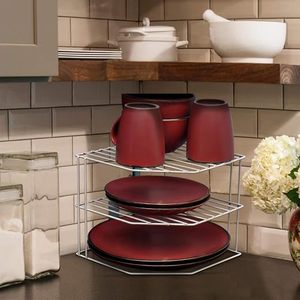 Étagère de rangement hexagonale à 3 niveaux pour vaisselle de cuisine, type moderne, empilable, non pliable - Product Image 1