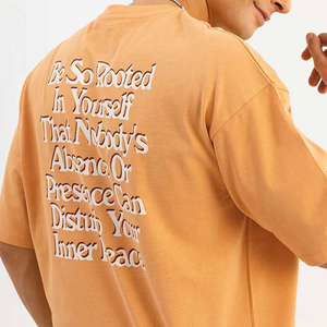 T-shirt Homme de Luxe 100% Coton Col Rond Côtelé Coupe Oversize Épaules Tombantes Streetwear Imprimé Logo Personnalisé T-shirt Vierge - Product Image 5