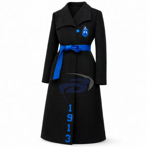 เสื้อโค้ทขนสัตว์คุณภาพสูงสำหรับสตรี แบรนด์เดลต้า ซิกมา ทีตา โซโรริตี้  แบบยาวมีเข็มขัด - Product Image 2