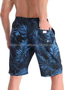Short Cargo de Plage d'Été Confortable à Ceinture Élastique pour Hommes 100% Polyester Pantalon de Natation Décontracté Logo Personnalisé Couleur Unie Teinte - Product Image 3