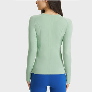 Custom Logo Lightweight Breathable Plus Size Athletic Fitness <b>Yoga</b> Top Long Sleeve Zipped <b>Jacket</b> Women Four-Way Stretch Sports - Product Image 1