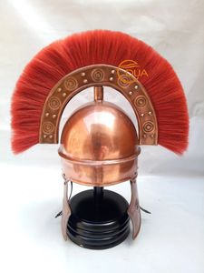 Casco de Centurión Romano Medieval con Penacho Rojo |   Armadura Histórica de Hierro con Acabado Antiguo en Cobre para Halloween y Navidad - Product Image 5