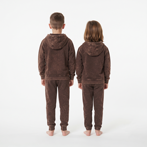 Conjunto Deportivo de Alta Calidad para Niños, Sudadera con Capucha y Media Cremallera en Algodón Lavado con Ácido, Pantalones Jogger con Estampado Personalizado, Ropa Unisex para Uso Diario - Product Image 2
