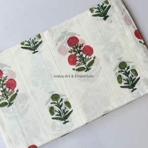 Tela de Algodón Cambray Estampada a Bloques 60x60, Tela de Algodón con Estampado Tradicional Jaipuri - Product Image 5