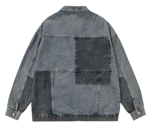 Veste en jean pour homme de haute qualité, couleur grise, manches longues, en coton, avec poche latérale, fermeture à boutons pression - Product Image 2