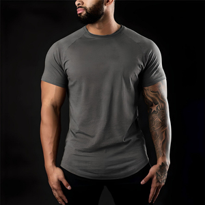 T-shirt à manches courtes pour homme, coupe slim, couleur unie, coton respirant, tissu jersey décontracté, blanc - Product Image 4