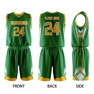 Maillot de basket sans manches pour homme Warriors 24 vert et jaune avec impression par sublimation du numéro, polyester respirant, OEM - Product Image 6