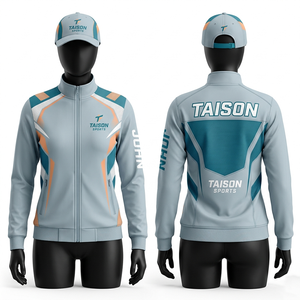 Women Cricket Training Jacket 290 GSM Premium Poly <b>Fleece</b> Red <b>Black</b> White Contrast Panels Sublimated Custom Logo Sportswear - Product Image 3