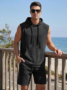 Sudadera con Capucha sin Mangas para Hombre, Color Negro, 100% Poliéster, Forro Polar, Estilo Casual, para Invierno, Corte Regular, Diseño con Bolsillos, Cierre Rápido - Product Image 3