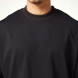 T-shirt pour homme en coton 100% noir, coupe ample, respirant, séchage rapide, tissu toile, épaules tombantes, personnalisable avec votre marque. - Product Image 2