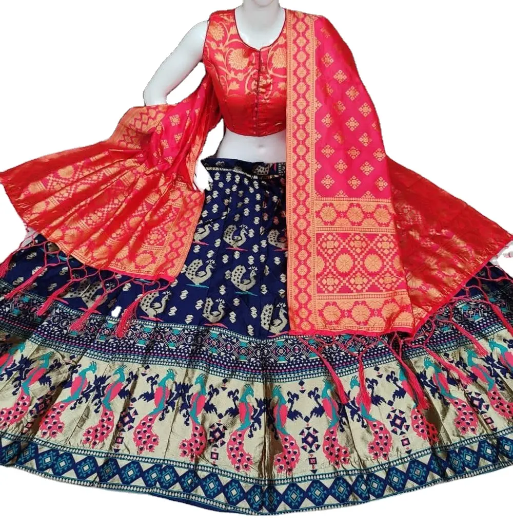 Designer Brocade fabric Lehenga pure silk designer blouse and pure Varanasi silk Dupatta Lehenga choli