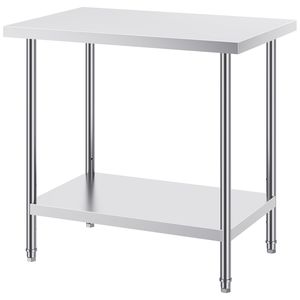 Tavolo da Preparazione in Acciaio Inox 24x36x34 con Capacità di Carico di 340 Kg e 3 Altezze Regolabili (Lavello Incluso) - Product Image 1