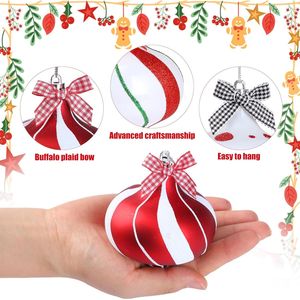 2 pièces de boules de bonbons à la menthe poivrée, rayures rouges et blanches suspendues, décorations de Noël pour arbre et fête - Product Image 6