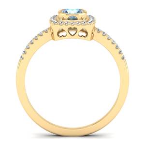 Anillo de compromiso de lujo REYES con halo de diamantes y piedra preciosa de aguamarina en oro macizo de 14K y 18K, joyería fina para mujer, precio al por mayor - Product Image 4