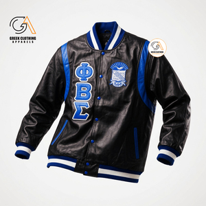 Sudadera Universitaria de Satén con Diseño Personalizado de la Organización Griega Phi Beta Sigma |   Letras Griegas Bordadas en Azul y Blanco, Estilo Preppy de Invierno para Hombre - Product Image 5