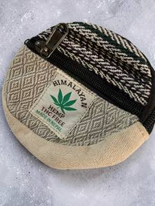 Pochette à monnaie géométrique légère antivol en chanvre de l'Himalaya, écologique, la plus vendue, avec fermeture éclair et fermoir, fabriquée à la main - Product Image 1