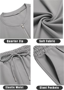 Conjunto Casual de Dos Piezas para Hombre AGNI INDUSTRY, Tejido de Poliéster/Spandex, Camiseta con Cierre y Cuello Redondo, Pantalón Corto, Ropa Deportiva de Verano - Product Image 5